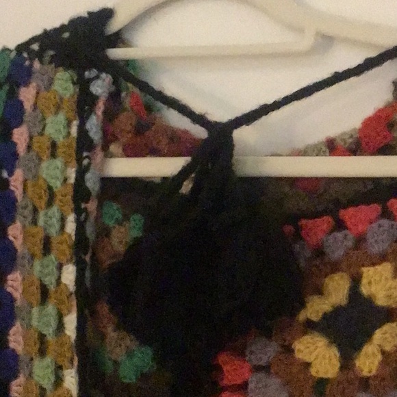 Multicolor Crochet Granny square hooded maxi cardigan one size - Picture 9 of 12